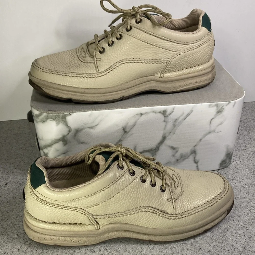 Rockport prowalker‎ leather cream lace ups. Size 8n. Very good condition Box 9